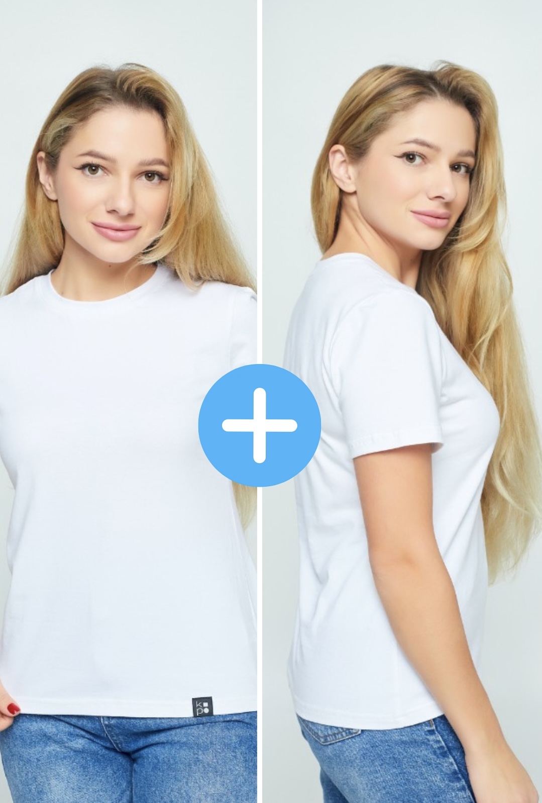 Set of 2 white  women's basic Kopo t-shirts